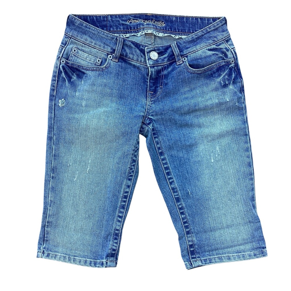 AMERICAN EAGLE Stretch Jean Shorts Low Rise Bermuda